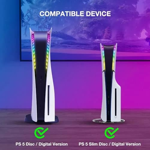 JUSPRO PS5 LED Light Strip Kit for Slim Console, Digital & Disc Editions | RGB Ring Lights with App & Remote Control thumbnail 2
