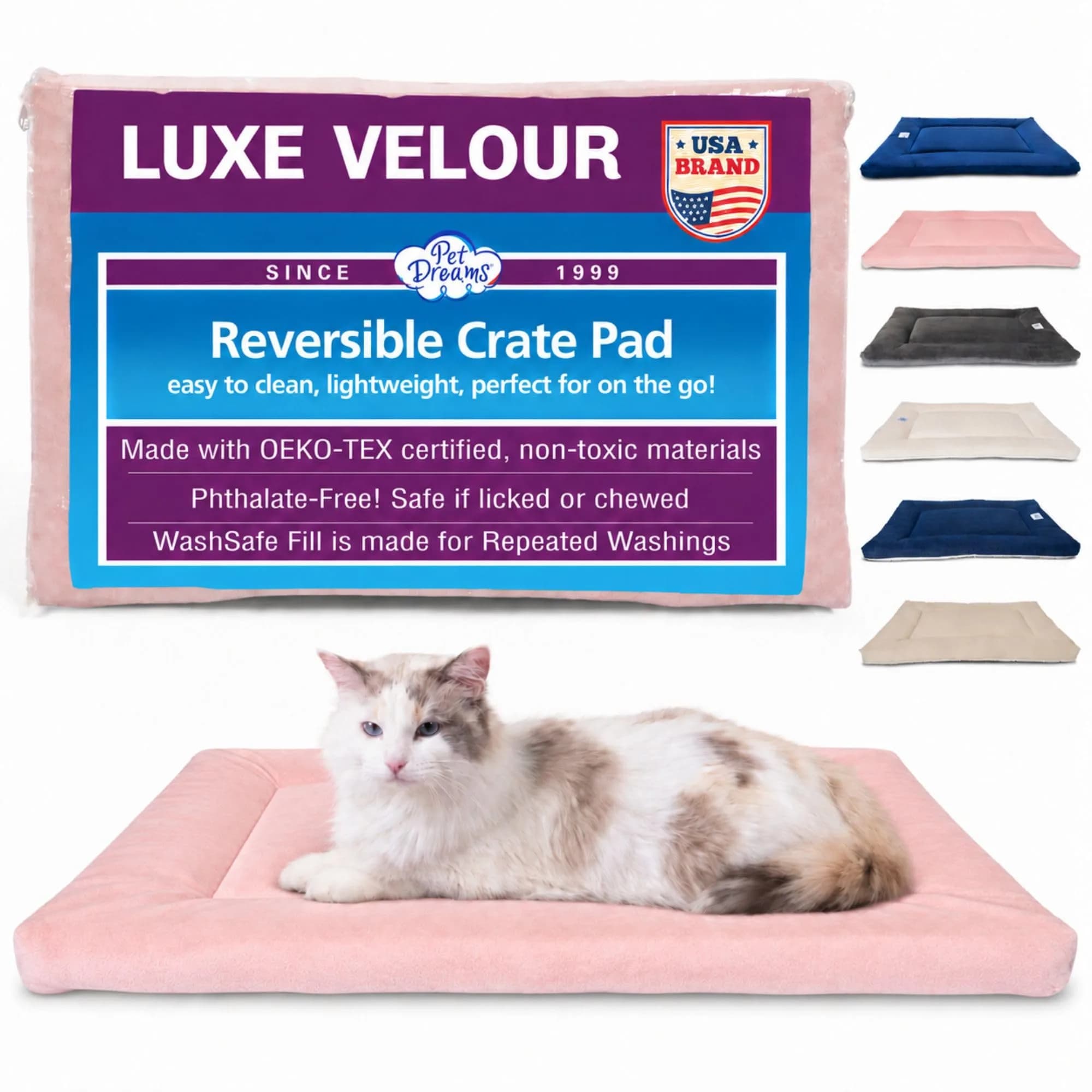 Pet Dreams Dog Crate Pad - Washable Kennel Mat, Non-Toxic, 24" Small | Reversible Indoor Dog Bed — D. Pink Blush / 18"L x 12"W x 1.5"Th