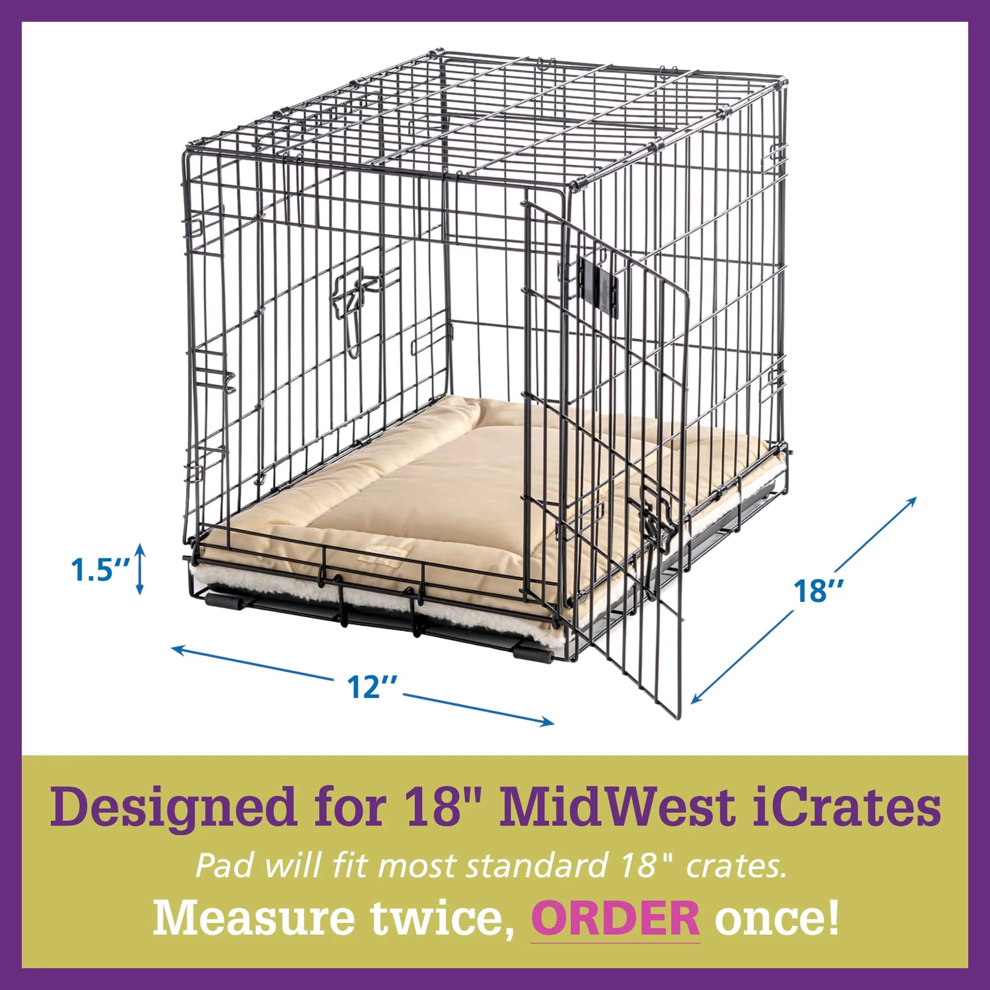 Pet Dreams Small Cat Bed - Crate Pad, Washable, Non-Toxic, Flat Indoor Kitten Bed, Fits iCrate 18" thumbnail 8