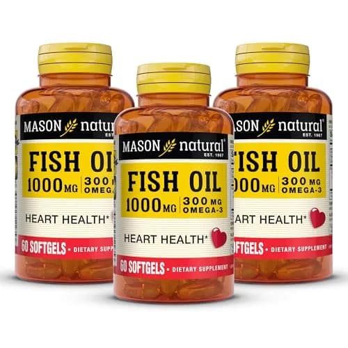 MASON NATURAL Omega-3 Fish Oil 1000mg | Supports Heart & Brain, 180 Softgels thumbnail 1