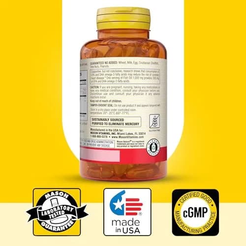 MASON NATURAL Omega-3 Fish Oil 1000mg | Supports Heart & Brain, 180 Softgels thumbnail 6