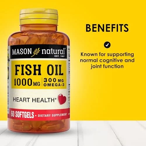 MASON NATURAL Omega-3 Fish Oil 1000mg | Supports Heart & Brain, 180 Softgels thumbnail 2