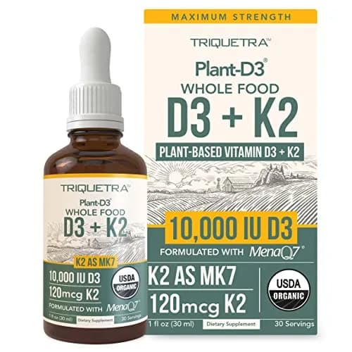 Triquetra Health Organic Plant D3 K2 Vitamin 10000 IU | Supports Immunity & Bone Health (70-120 chars) thumbnail 1