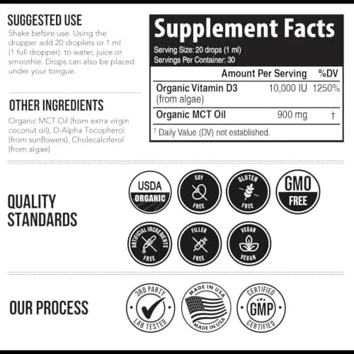 Triquetra Health Organic Plant D3 K2 Vitamin 10000 IU | Supports Immunity & Bone Health (70-120 chars) thumbnail 7