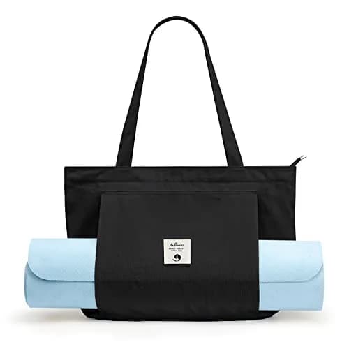WLLWOO Yoga Mat Bag For Women | Large Cotton Canvas Carrier with Zipper & Side Pocket thumbnail 1