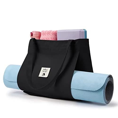 WLLWOO Yoga Mat Bag For Women | Large Cotton Canvas Carrier with Zipper & Side Pocket thumbnail 5