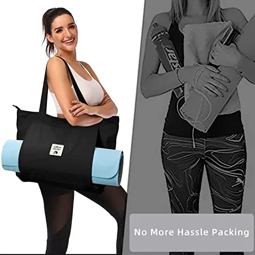 WLLWOO Yoga Mat Bag For Women | Large Cotton Canvas Carrier with Zipper & Side Pocket thumbnail 6