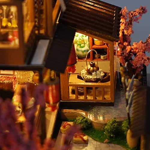 CUTEBEE Japanese Garden House Miniature Dollhouse Kit with Furniture & LED Light, 12.6cm L x 9.5cm W x 9.8cm H | DIY Collectible Building for Adults thumbnail 9