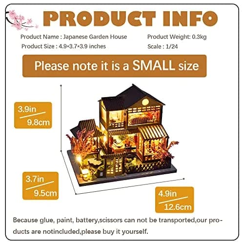 CUTEBEE Japanese Garden House Miniature Dollhouse Kit with Furniture & LED Light, 12.6cm L x 9.5cm W x 9.8cm H | DIY Collectible Building for Adults thumbnail 2