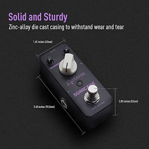 SONICAKE Octave Guitar Pedal Analog Classic Lower Octave Guitar Effects Pedal for Guitar & Bass, True Bypass - Octaver 9V DC (3.68 in) thumbnail 5