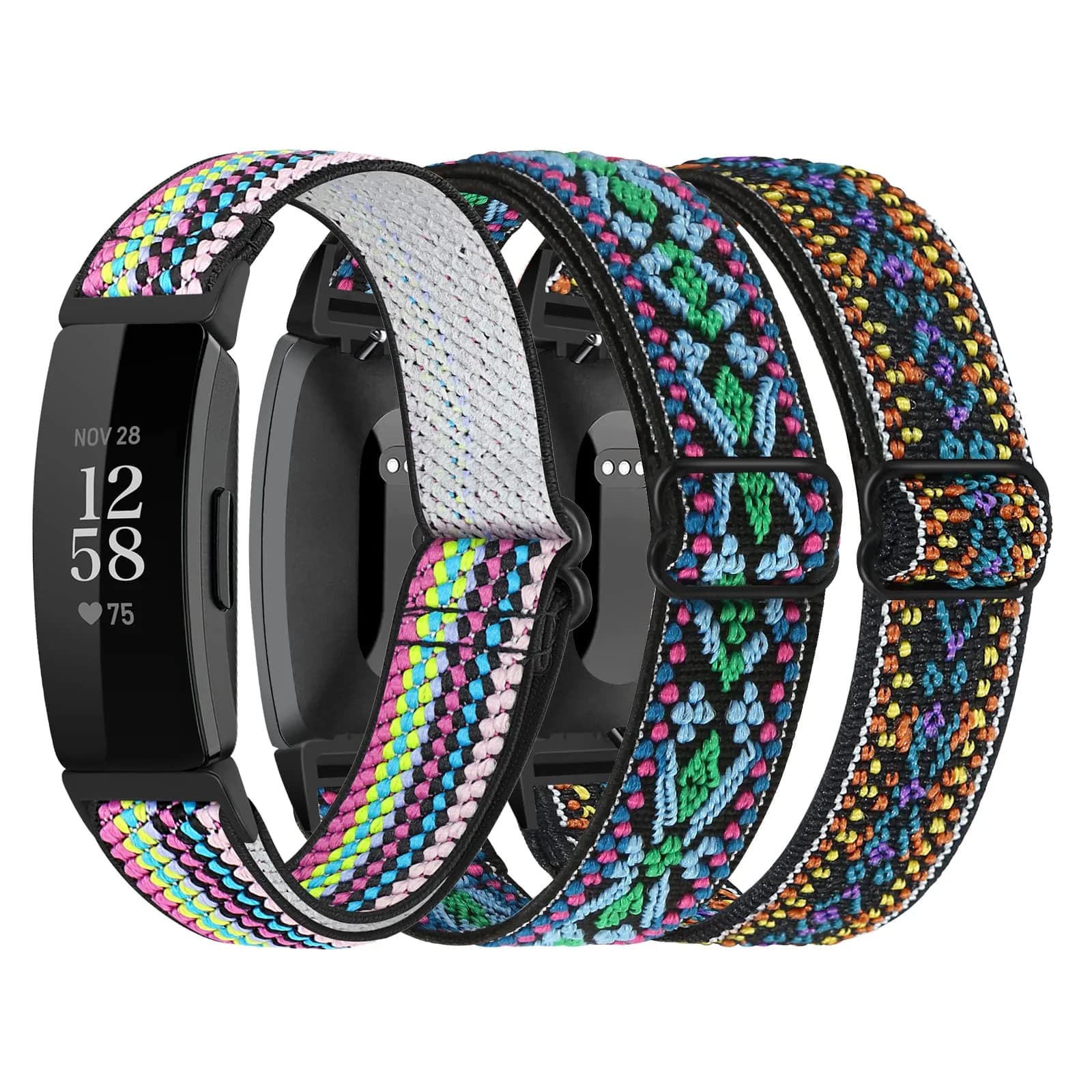 DKGKOO 3-Pack Elastic Nylon Bands Compatible with Fitbit Inspire 2 / Inspire HR / Inspire / Ace 2 | Breathable, Adjustable, Unisex - main product image