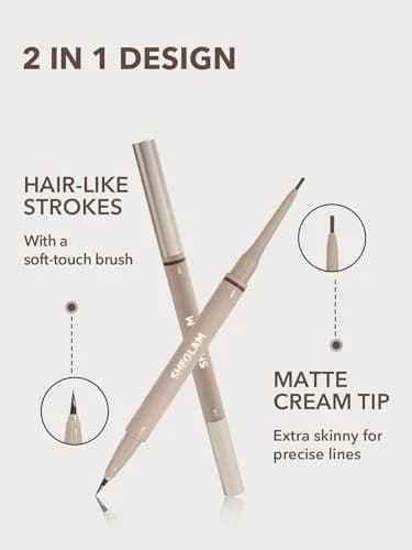 SHEGLAM Dual-Sided Eyebrow Pencil Chocolate | Waterproof Matte Cream & Liquid Pen thumbnail 4