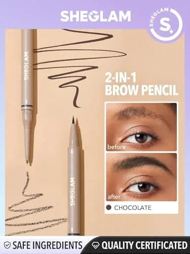 SHEGLAM Dual-Sided Eyebrow Pencil Chocolate | Waterproof Matte Cream & Liquid Pen thumbnail 6