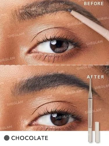 SHEGLAM Dual-Sided Eyebrow Pencil Chocolate | Waterproof Matte Cream & Liquid Pen thumbnail 2