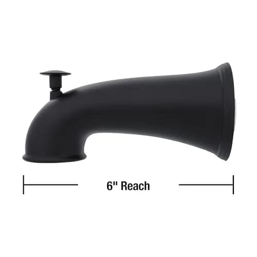 Danco Tub Spout with Diverter | 6 in Reach, Matte Black, Universal Fit, Bathroom Replacement thumbnail 5