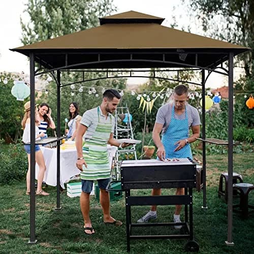 Wonwon 5x8 Gazebo Replacement Canopy Top | Double-Tier Outdoor BBQ Cover (Brown, 5'x8') thumbnail 7