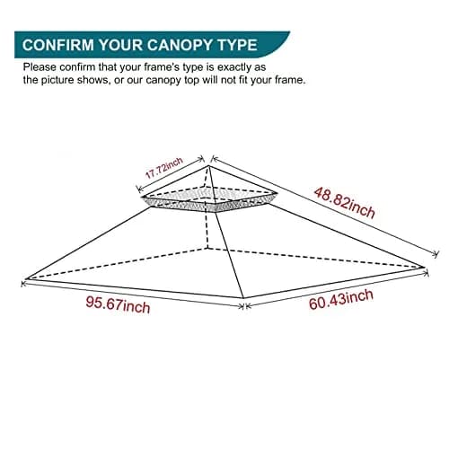Wonwon 5x8 Gazebo Replacement Canopy Top | Double-Tier Outdoor BBQ Cover (Brown, 5'x8') thumbnail 2