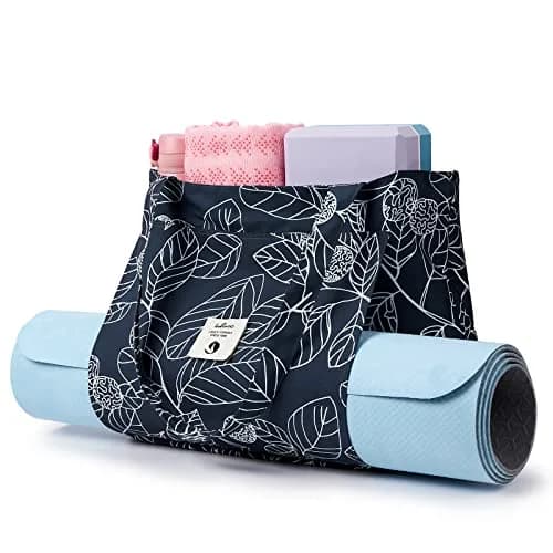 WLLWOO WLLWOO Yoga Bags for Women with Yoga Mats Bags Carrier Carryall Canvas Tote for Pilates Shoulder for Travel Office Beach Workout (Leaf) thumbnail 6