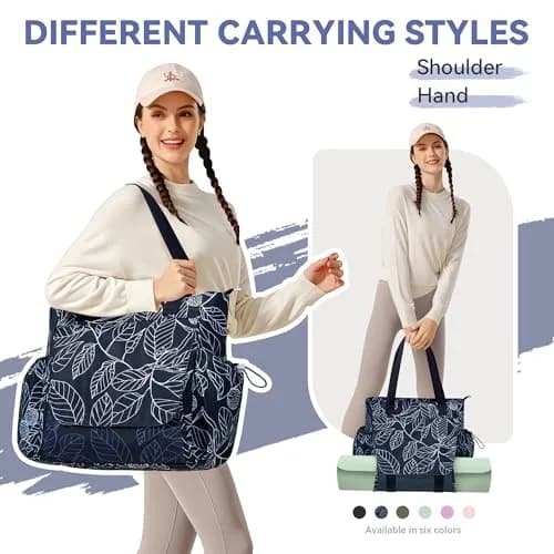 WLLWOO Yoga Pilates Bag Gym Tote Women, Thick Mesh Mat Holder Wet Pocket | Spacious, Lightweight & Versatile thumbnail 2