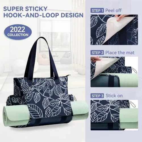 WLLWOO Yoga Pilates Bag Gym Tote Women, Thick Mesh Mat Holder Wet Pocket | Spacious, Lightweight & Versatile thumbnail 3