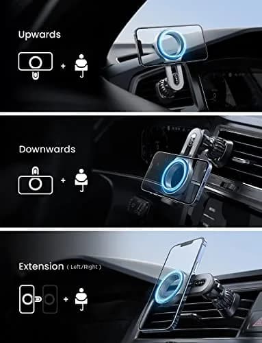 LISEN MagSafe Car Mount Silver | Strong Magnetic Vent Holder for iPhone 12-17 & Smartphones thumbnail 5