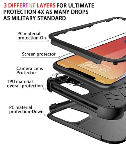 Diverbox Heavy Duty Shockproof iPhone 11 Case with Tempered Glass Screen Protector | Drop & Dust Resistant thumbnail 6