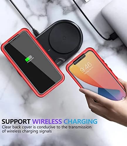 Diverbox Heavy Duty Protection Case for iPhone 11 | Shockproof & Dropproof with Tempered Glass Screen Protector (6.1 inch, Red) thumbnail 7