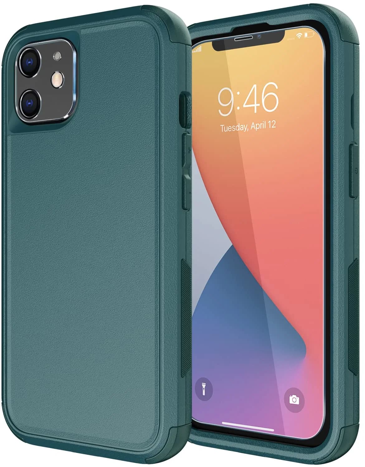 Diverbox for iPhone 11 Case Heavy Duty Shockproof & Dropproof | Tempered Glass Screen Protector, Dark Green — Dark Green
