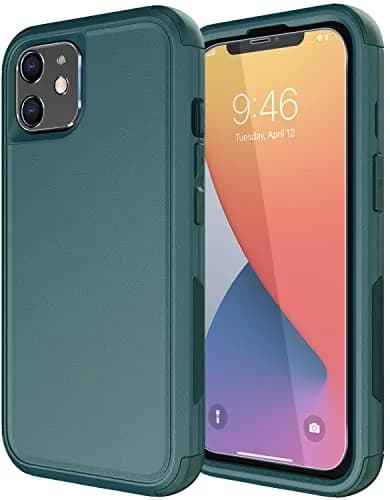 Diverbox for iPhone 11 Case Heavy Duty Shockproof & Dropproof | Tempered Glass Screen Protector, Dark Green thumbnail 1