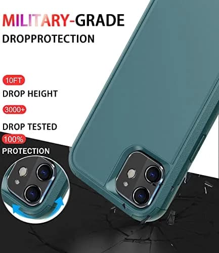 Diverbox for iPhone 11 Case Heavy Duty Shockproof & Dropproof | Tempered Glass Screen Protector, Dark Green thumbnail 2