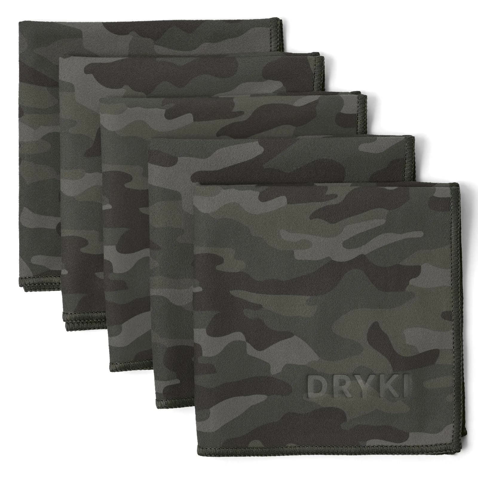 DRYKI Pocket-Sized Sweat Towels 25cm (10") | 5-Pack Moss Camo Microfiber - main product image
