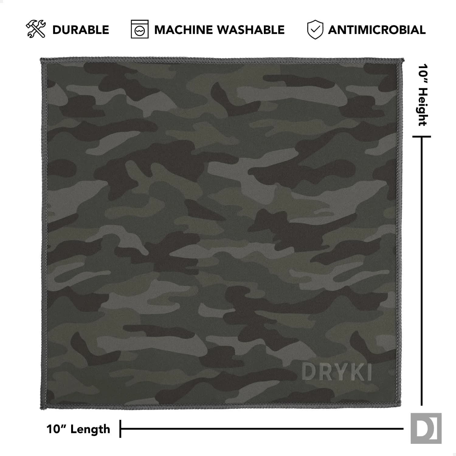 DRYKI Pocket-Sized Sweat Towels 25cm (10") | 5-Pack Moss Camo Microfiber - view 5