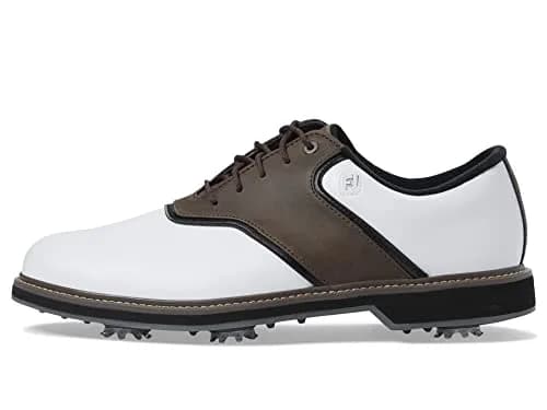 FootJoy Mens FJ Originals Previous Season Style Golf Shoe, White/Brown, 8 Wide US | Classic Golf Traction & Style thumbnail 5