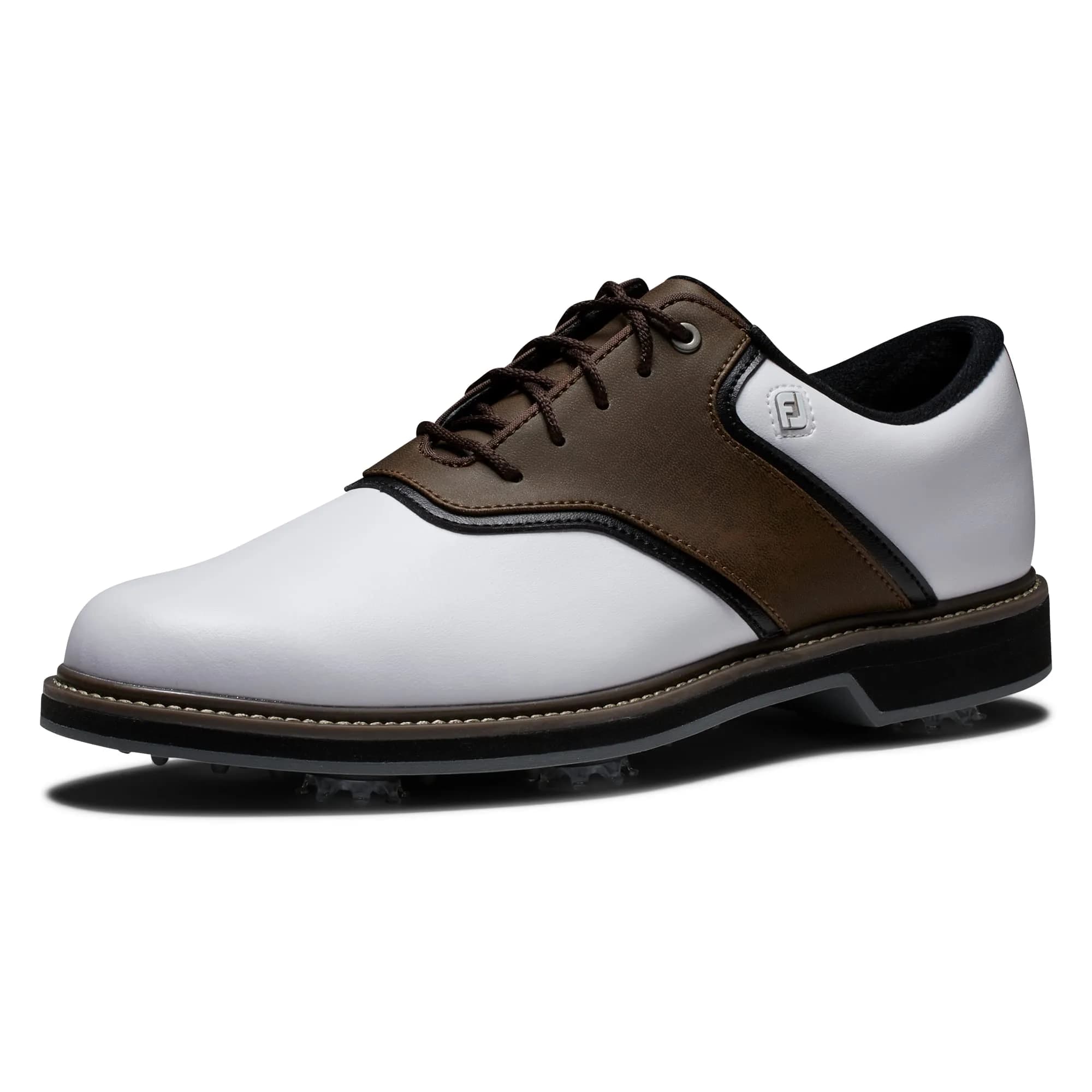 FootJoy Mens FJ Originals Previous Season Style Golf Shoe, White/Brown, 8 Wide US | Classic Golf Traction & Style