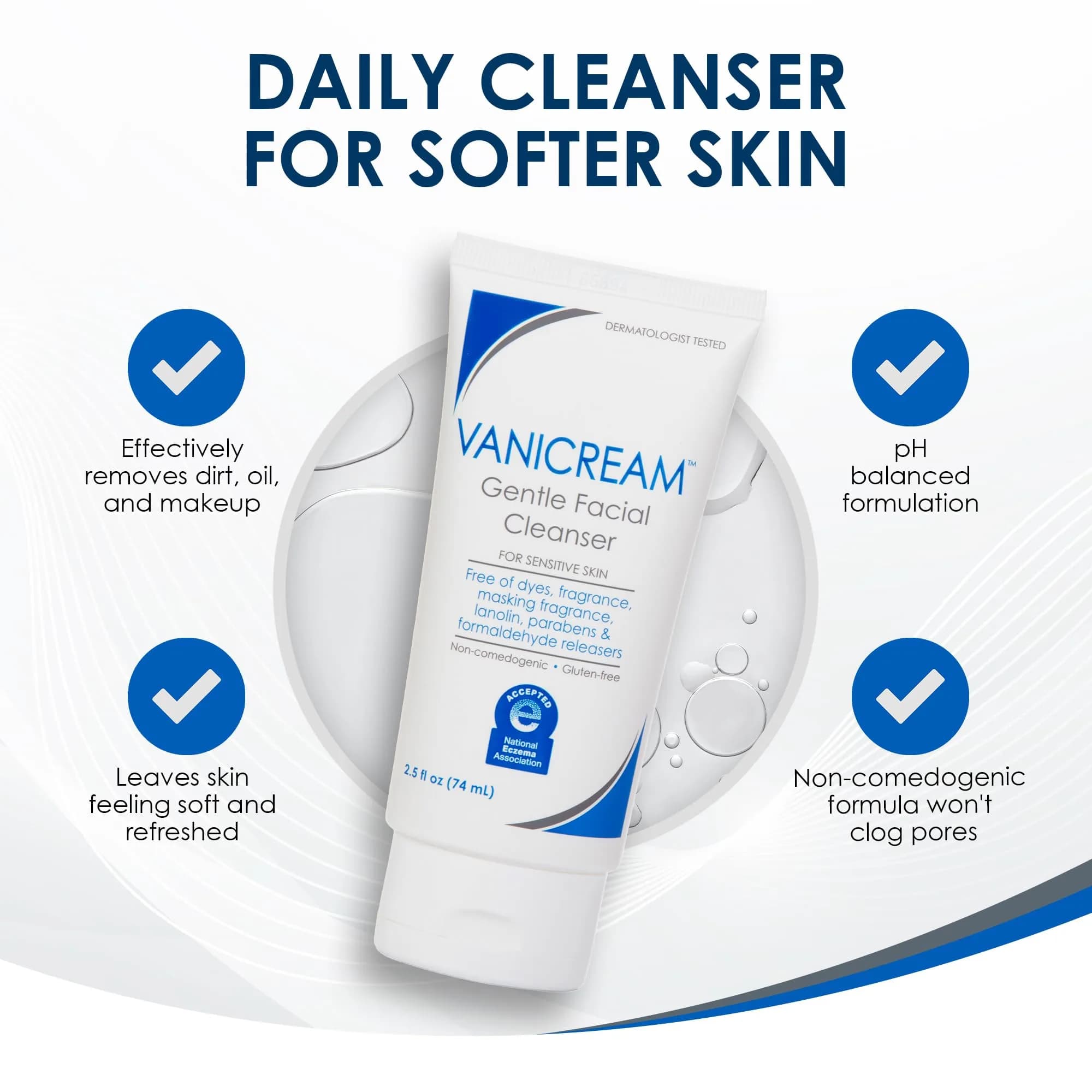 Vanicream Gentle Facial Cleaner 74ml (2.5 Fl Oz) | Dermatologist Recommended for Sensitive Skin - view 6