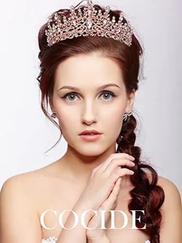 COCIDE Tiara and Crown for Women Crystal Queen Crown Rhinestone Tiara for Girl Bride Wedding Hair Accessories for Bridal Birthday Party Prom for Halloween Cos-play Costume Christmas | Sparkling 6.3 inch diameter, Handmade thumbnail 3
