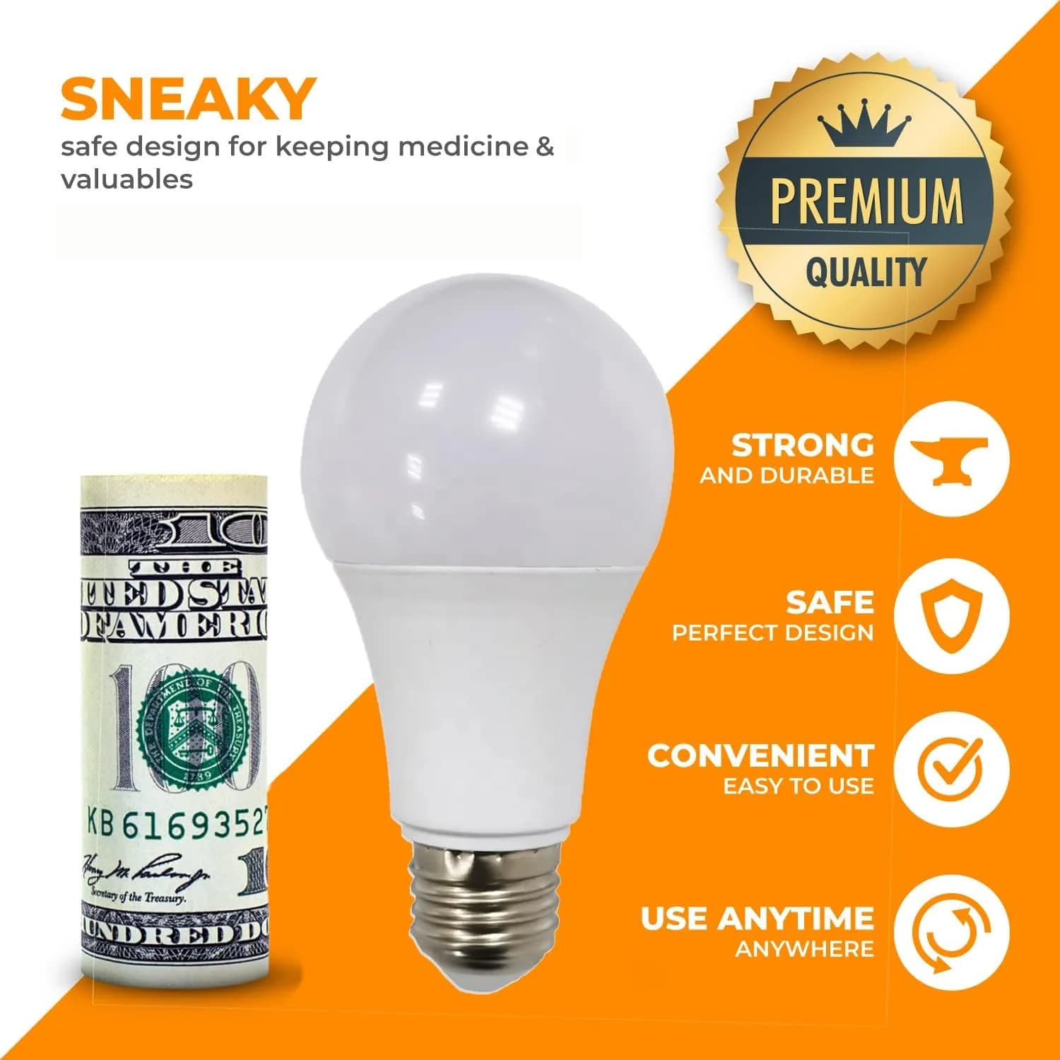 Secret Stash Lightbulb Diversion Safe | Realistic Hiding Box for Money, Jewelry & Small Items - view 2
