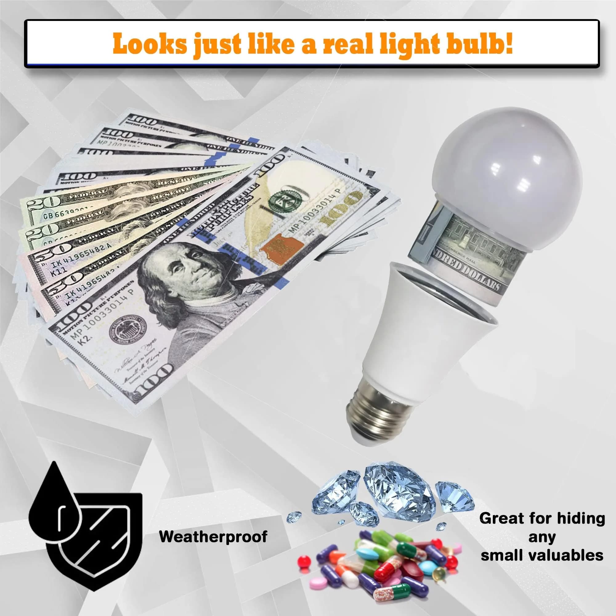 Secret Stash Lightbulb Diversion Safe | Realistic Hiding Box for Money, Jewelry & Small Items - view 4