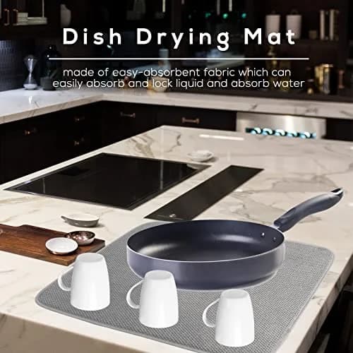 Meirrnyyu Microfiber Dish Drying Mat 20×15 Inch | Super Absorbent Kitchen Counter Pad thumbnail 5