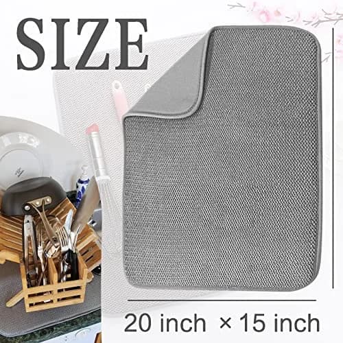 Meirrnyyu Microfiber Dish Drying Mat 20×15 Inch | Super Absorbent Kitchen Counter Pad thumbnail 2