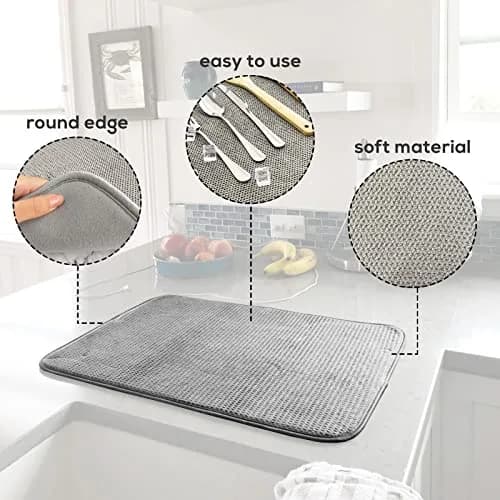 Meirrnyyu Microfiber Dish Drying Mat 20×15 Inch | Super Absorbent Kitchen Counter Pad thumbnail 3