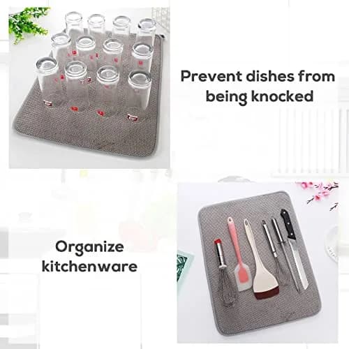 Meirrnyyu Microfiber Dish Drying Mat 20×15 Inch | Super Absorbent Kitchen Counter Pad thumbnail 4