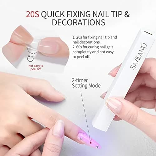 SAVILAND Handheld UV Nail Lamp 3W (156 g / 5.5 oz) | Rechargeable LED Gel Curing Light thumbnail 4