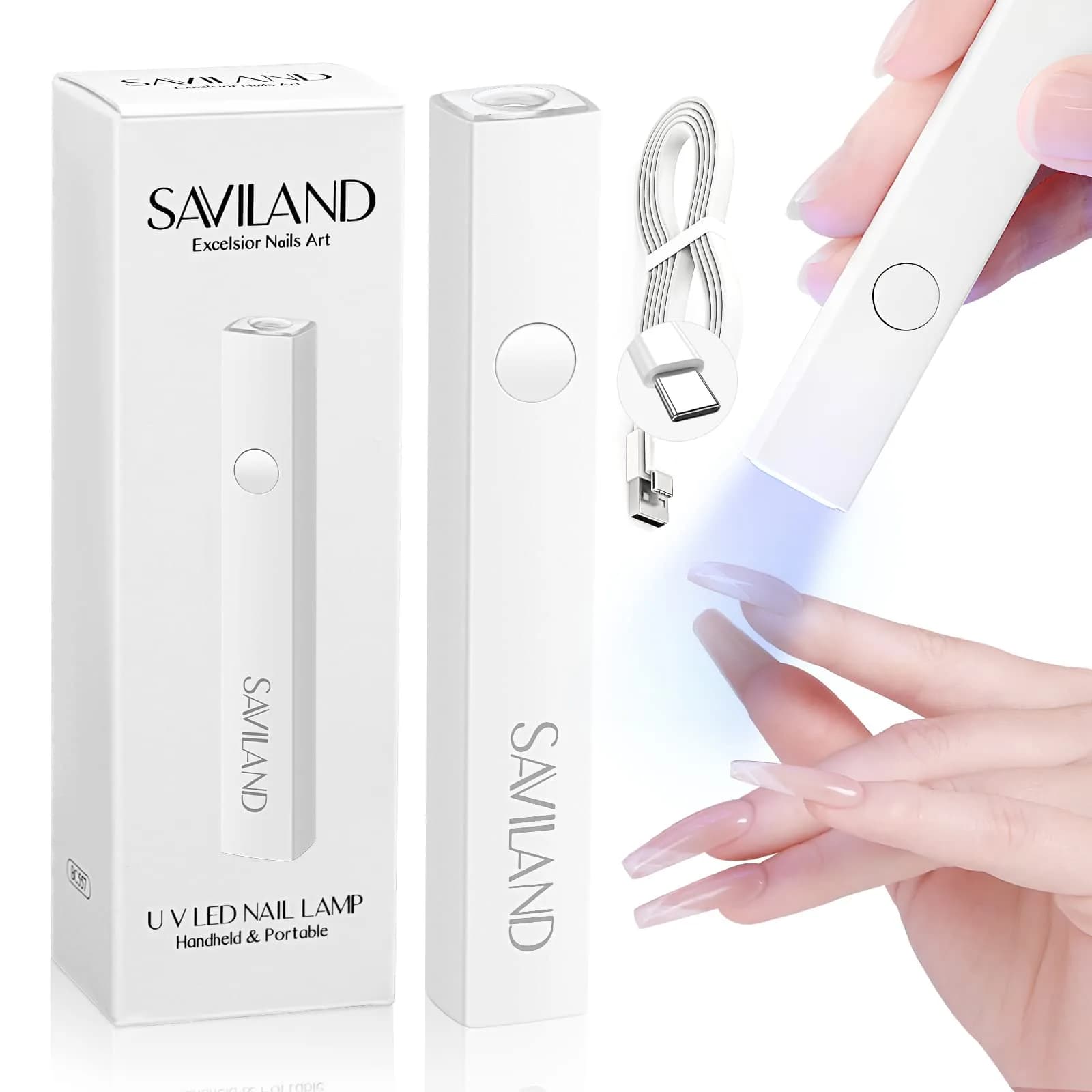 SAVILAND Handheld UV Nail Lamp 3W (156 g / 5.5 oz) | Rechargeable LED Gel Curing Light - main product image
