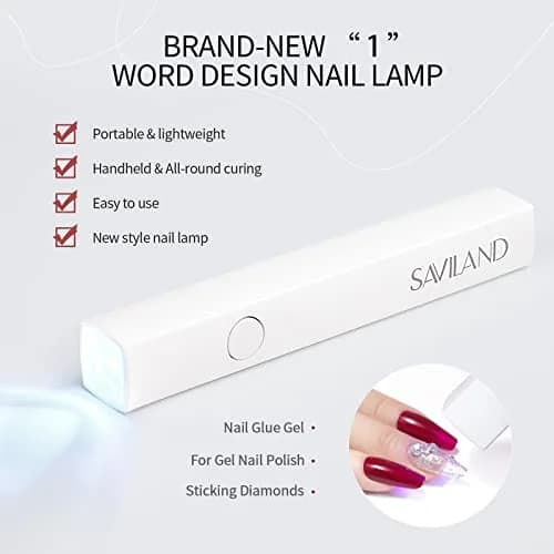 SAVILAND Handheld UV Nail Lamp 3W (156 g / 5.5 oz) | Rechargeable LED Gel Curing Light thumbnail 2