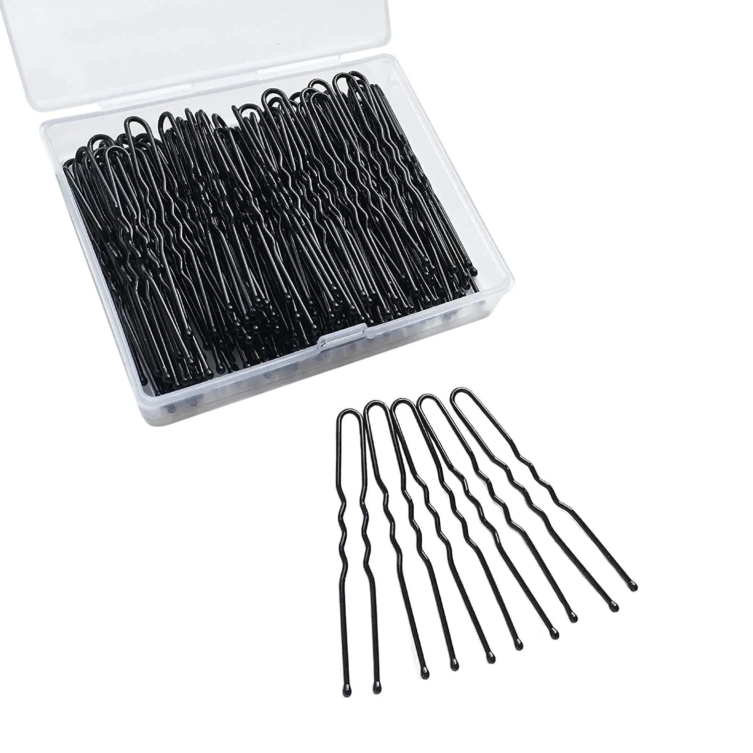 TAPBULL U Shaped Hair Pins for Buns, 60 Pcs Black Metal Bobby Pins | Classic Wedding Bridal Hair Styling - main product image