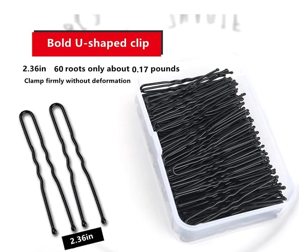 TAPBULL U Shaped Hair Pins for Buns, 60 Pcs Black Metal Bobby Pins | Classic Wedding Bridal Hair Styling - view 2
