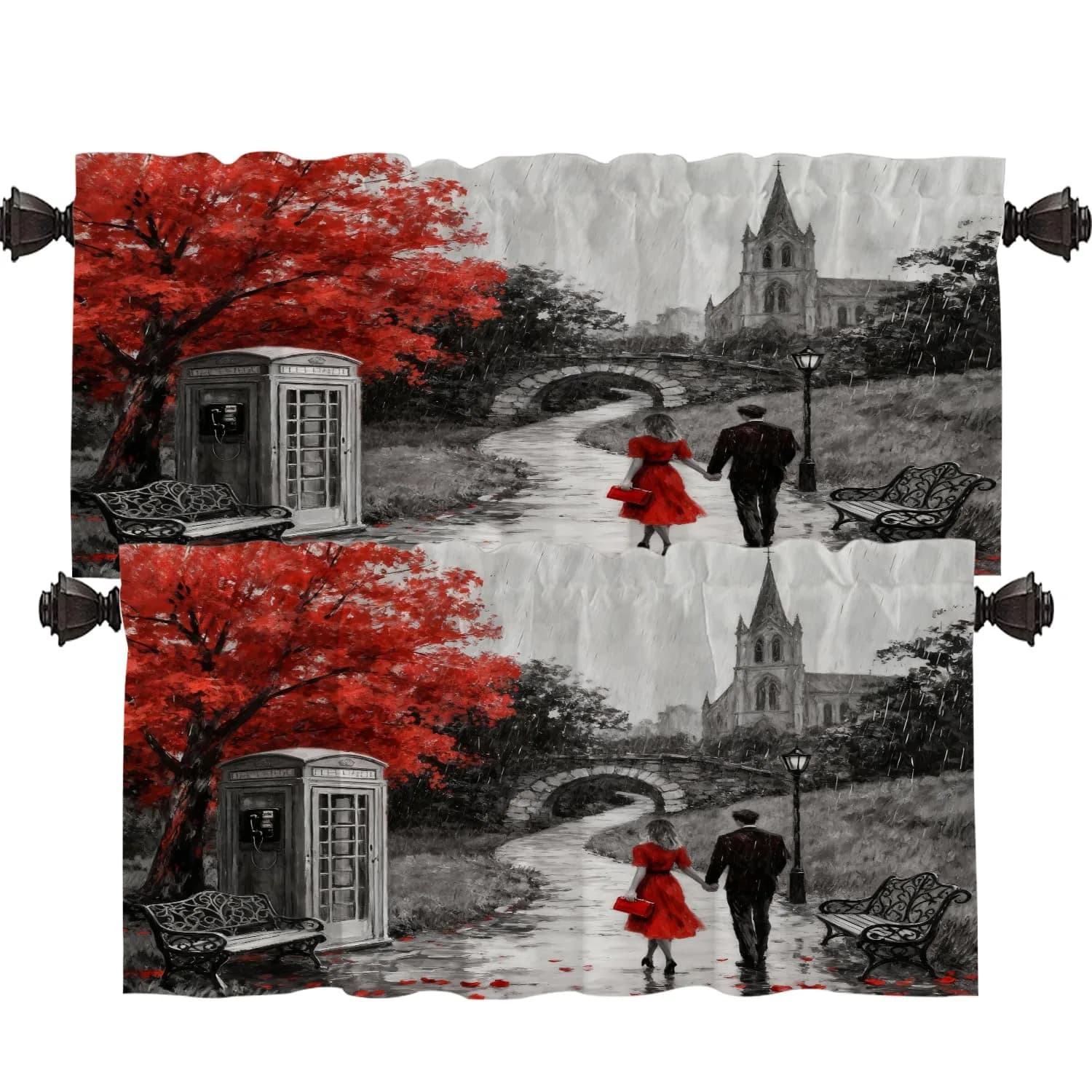 Shrahala Black 2 Pack Curtain | Blackout Thermal Insulated Rod Pocket Window Treatment — Attractions Paris Black B / 52"W x 18"L
