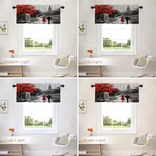 Shrahala Black and White Europe England Landmark Blackout Short Curtains 52x18 in | Thermal Insulated Window Treatment thumbnail 9