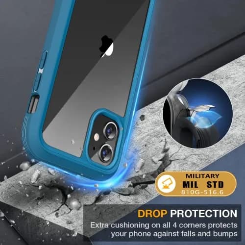 Miracase Glass Series for iPhone 11 Case 6.1 inch | Rugged Full-Body Bumper with Tempered Glass & Camera Protector, Light Blue thumbnail 3